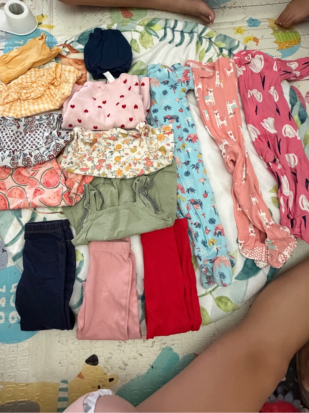 Kids Cotton Leggings & Bottoms Pack - Pink, Red, Navy, Olive & More